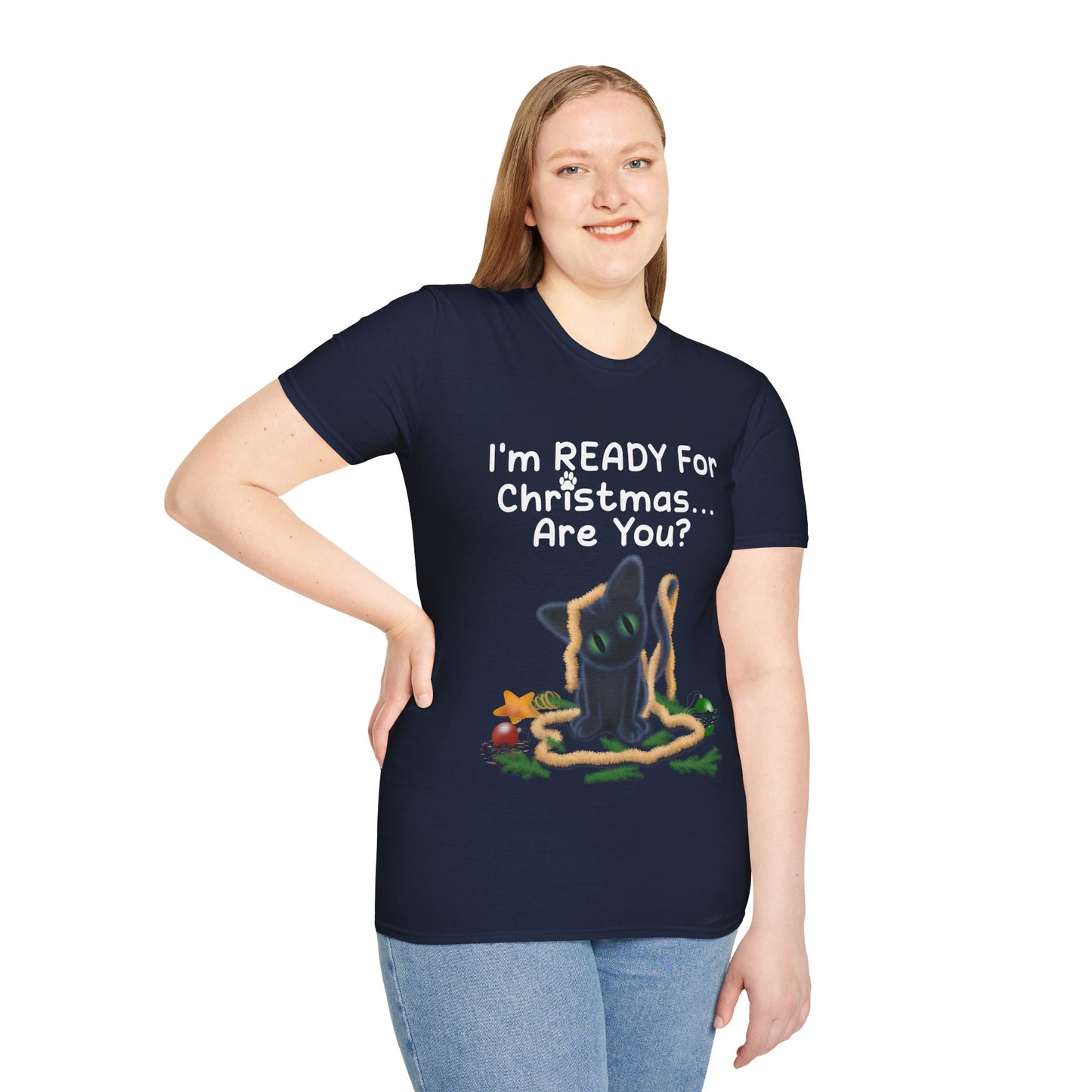 Christmas Cat T-Shirt, Funny Holiday Tee, Unisex Shirt for Cat Lovers, Festive Apparel Gift, Cute Christmas Outfit (AUS PRINTED)