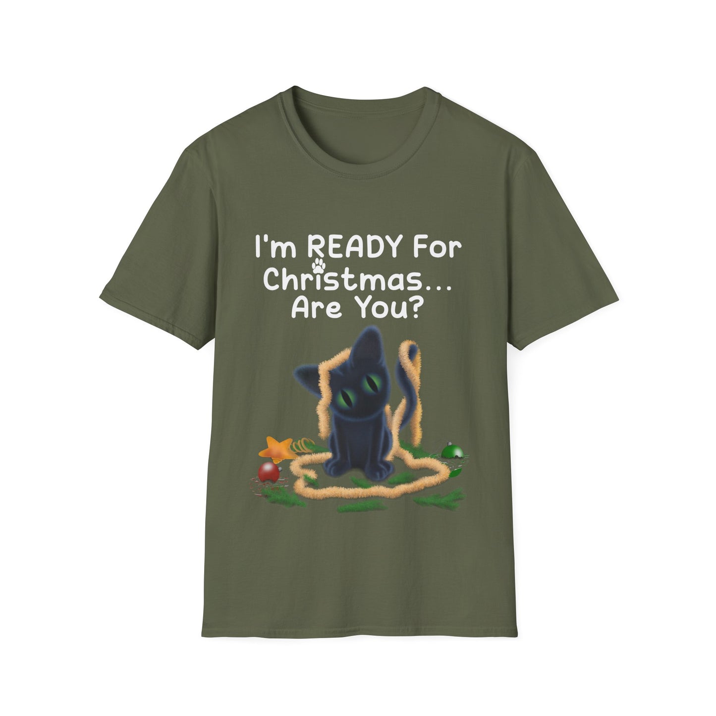 Christmas Cat T-Shirt, Funny Holiday Tee, Unisex Shirt for Cat Lovers, Festive Apparel Gift, Cute Christmas Outfit (AUS PRINTED)