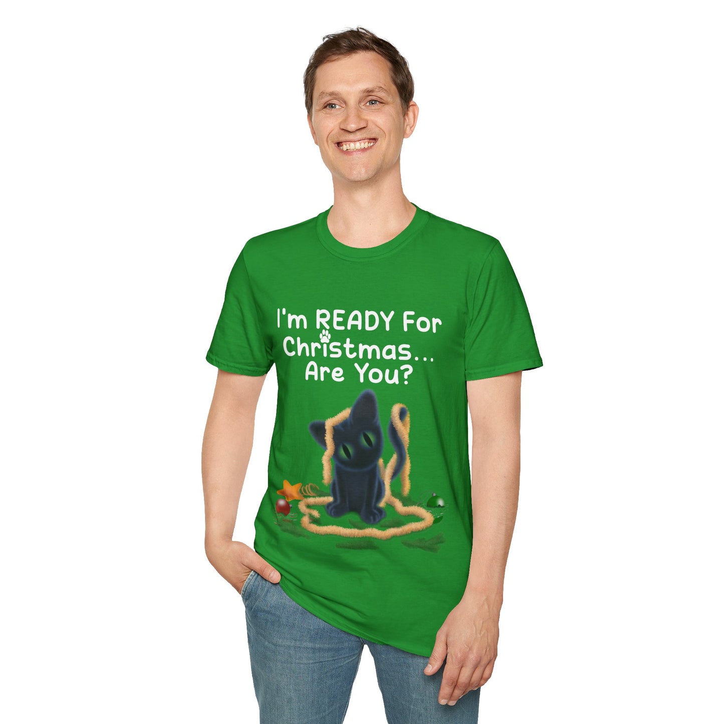 Christmas Cat T-Shirt, Funny Holiday Tee, Unisex Shirt for Cat Lovers, Festive Apparel Gift, Cute Christmas Outfit (AUS PRINTED)