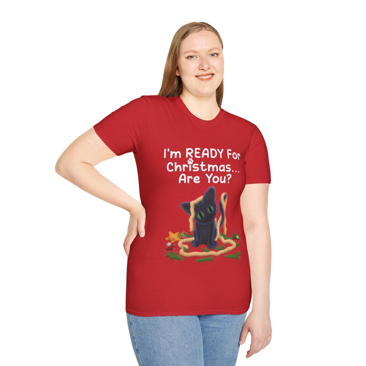 Christmas Cat T-Shirt, Funny Holiday Tee, Unisex Shirt for Cat Lovers, Festive Apparel Gift, Cute Christmas Outfit (AUS PRINTED)