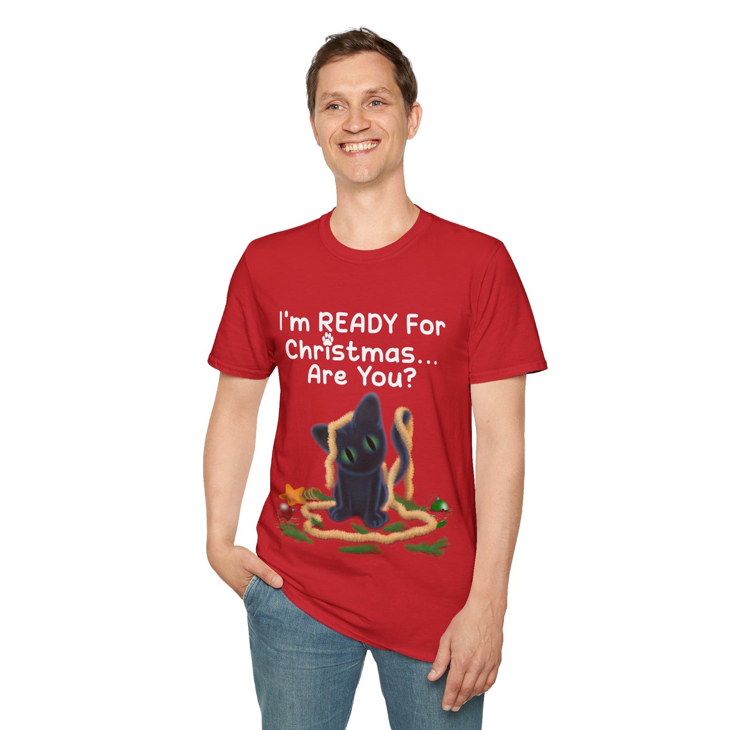 Christmas Cat T-Shirt, Funny Holiday Tee, Unisex Shirt for Cat Lovers, Festive Apparel Gift, Cute Christmas Outfit (AUS PRINTED)
