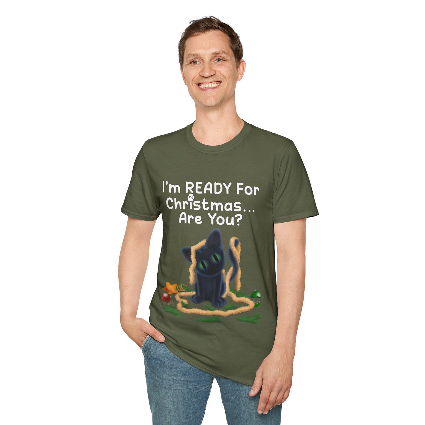 Christmas Cat T-Shirt, Funny Holiday Tee, Unisex Shirt for Cat Lovers, Festive Apparel Gift, Cute Christmas Outfit (AUS PRINTED)