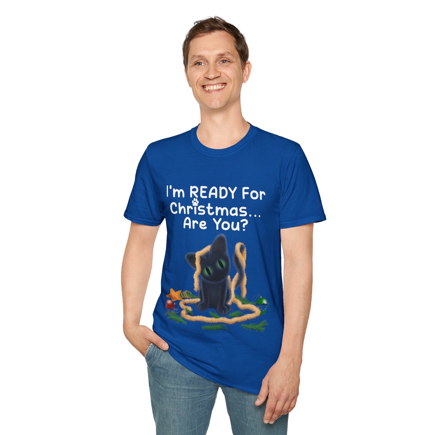 Christmas Cat T-Shirt, Funny Holiday Tee, Unisex Shirt for Cat Lovers, Festive Apparel Gift, Cute Christmas Outfit (AUS PRINTED)