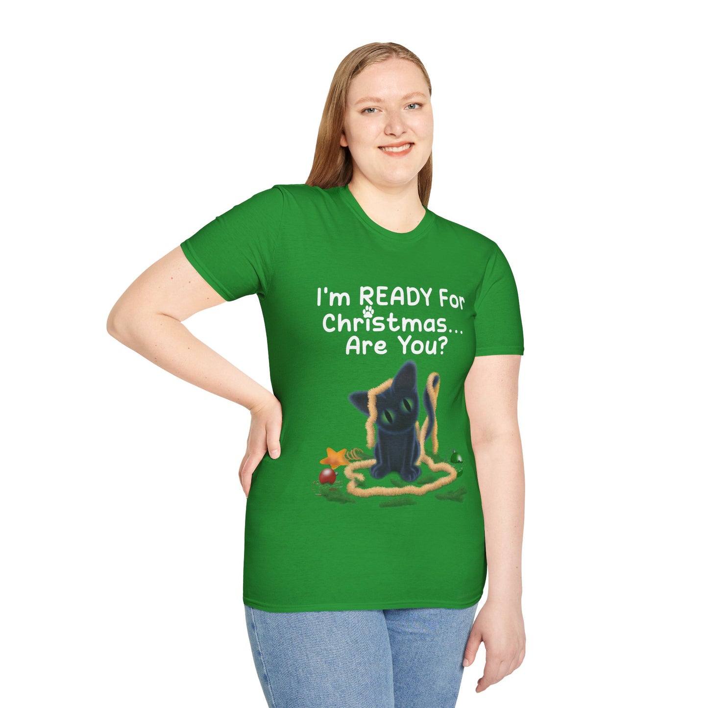 Christmas Cat T-Shirt, Funny Holiday Tee, Unisex Shirt for Cat Lovers, Festive Apparel Gift, Cute Christmas Outfit (AUS PRINTED)
