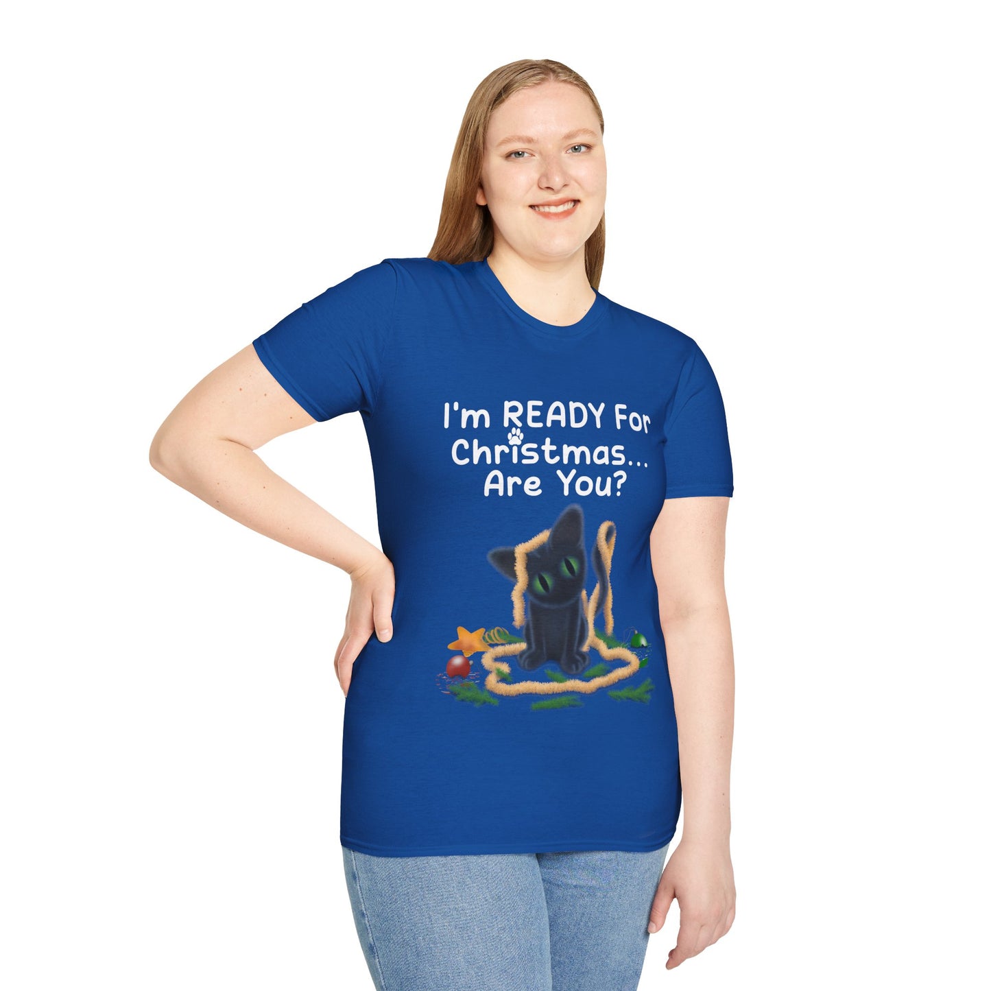 Christmas Cat T-Shirt, Funny Holiday Tee, Unisex Shirt for Cat Lovers, Festive Apparel Gift, Cute Christmas Outfit (AUS PRINTED)