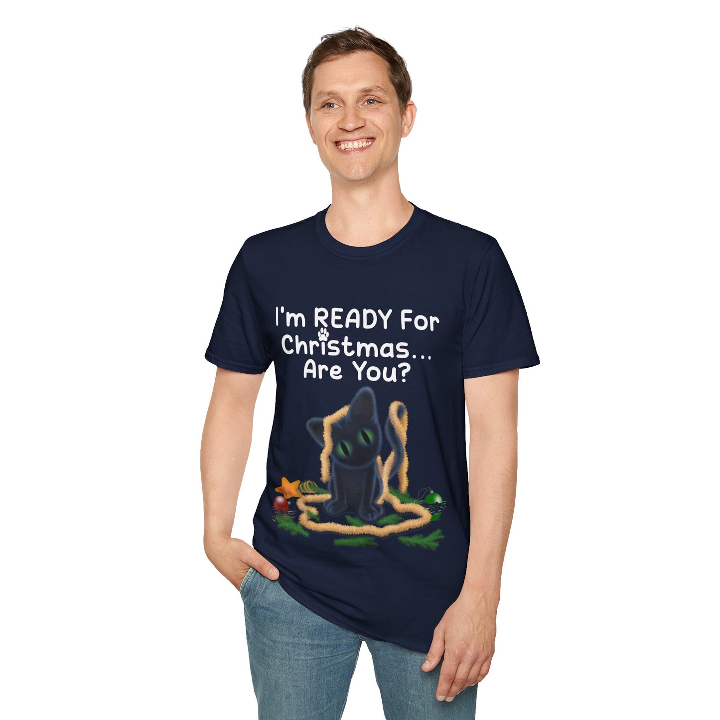 Christmas Cat T-Shirt, Funny Holiday Tee, Unisex Shirt for Cat Lovers, Festive Apparel Gift, Cute Christmas Outfit (AUS PRINTED)