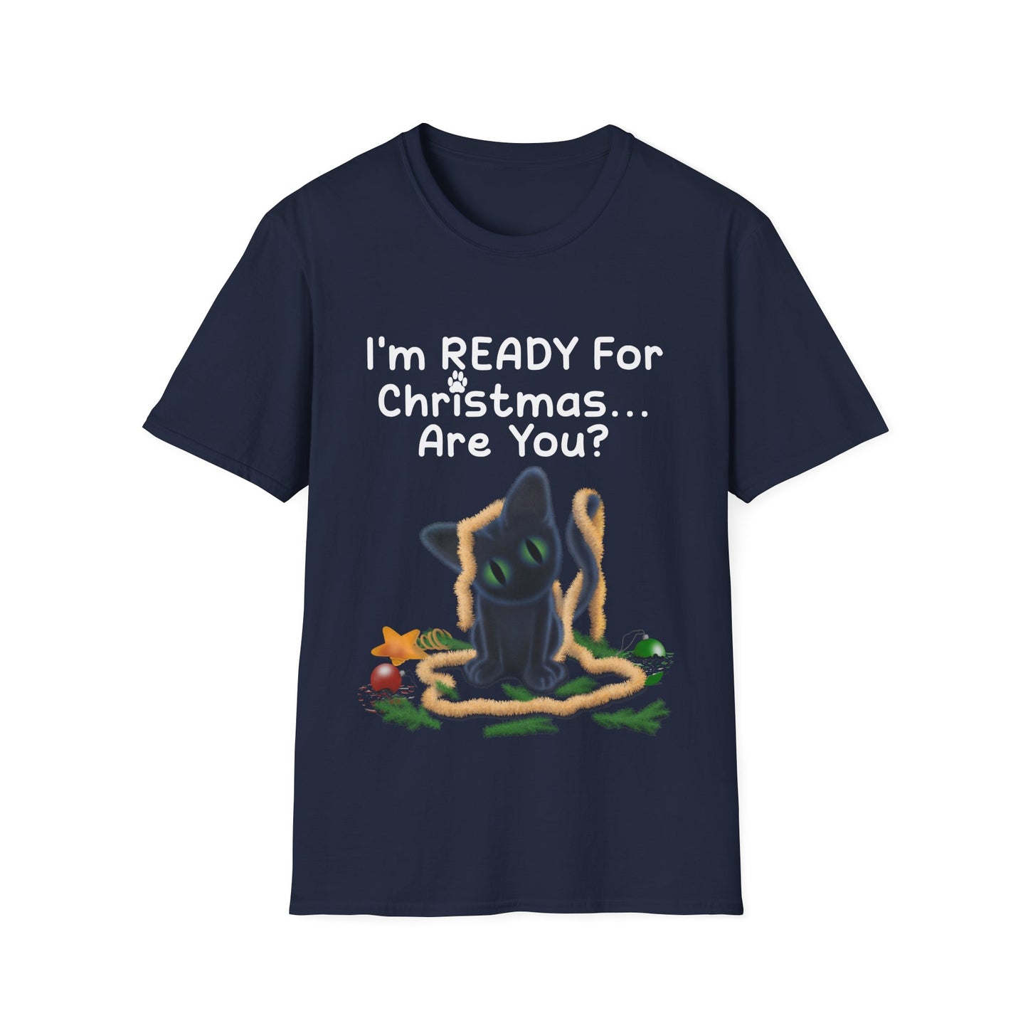 Christmas Cat T-Shirt, Funny Holiday Tee, Unisex Shirt for Cat Lovers, Festive Apparel Gift, Cute Christmas Outfit (AUS PRINTED)
