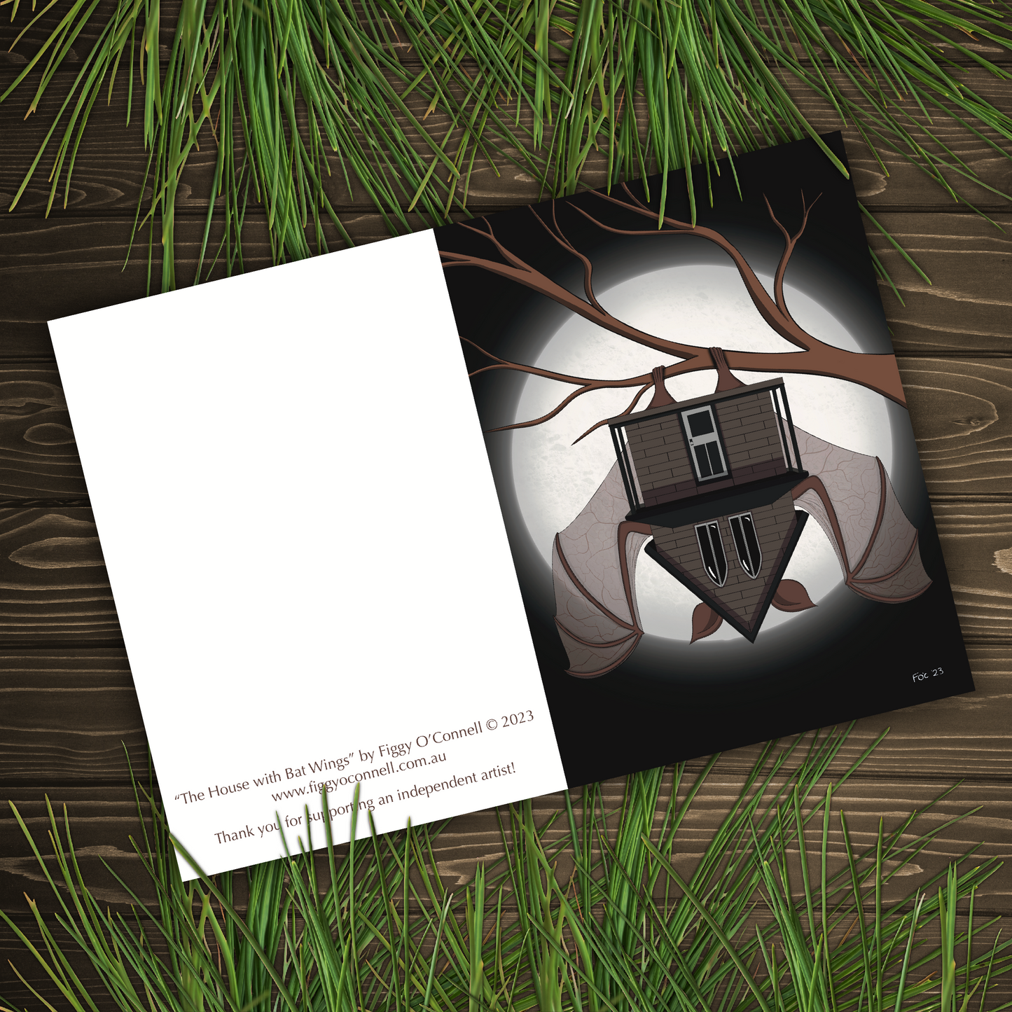 House with Bat Wings Printable Greeting Card