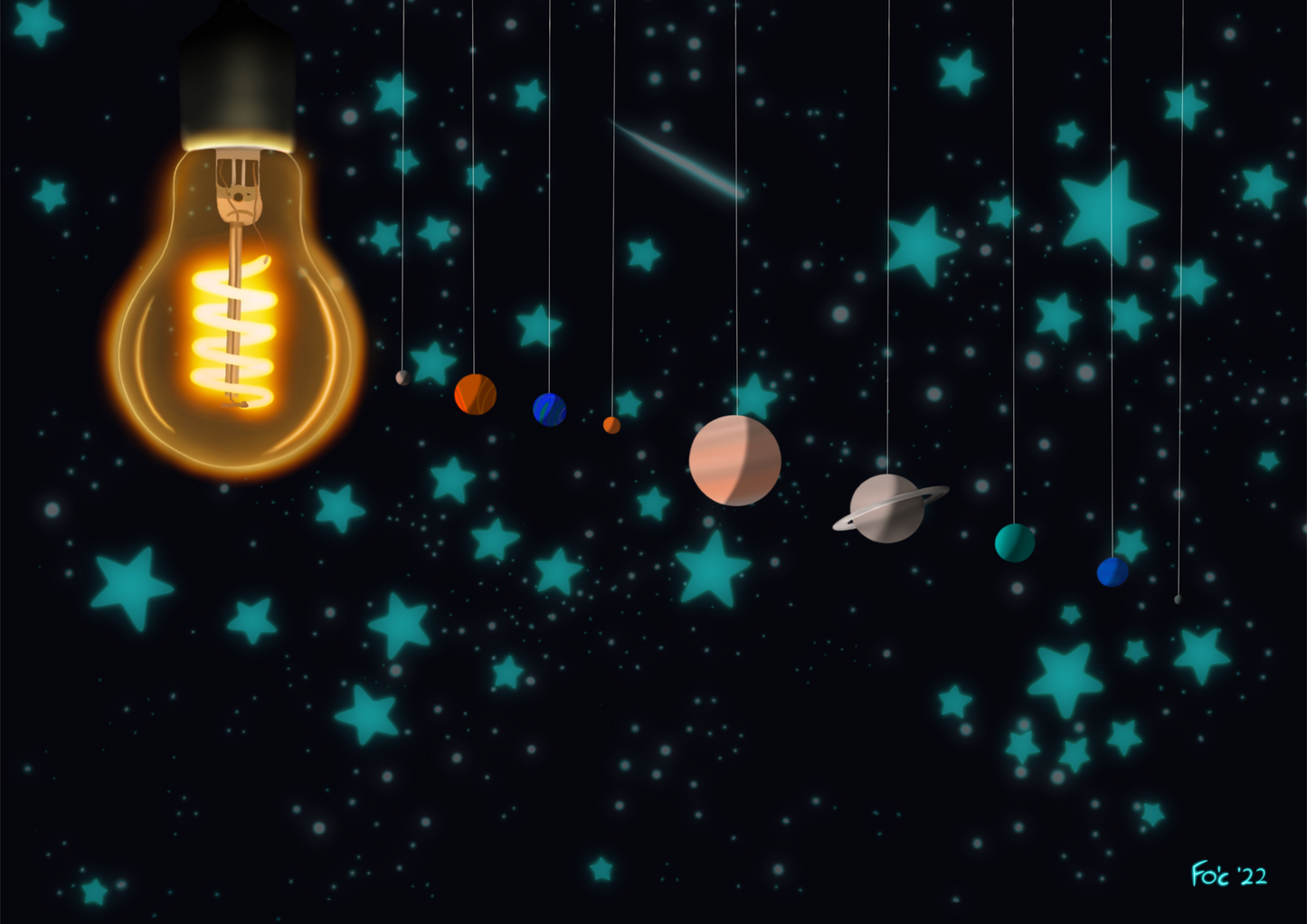 Solar System at Bedtime Archival Quality Giclée Print