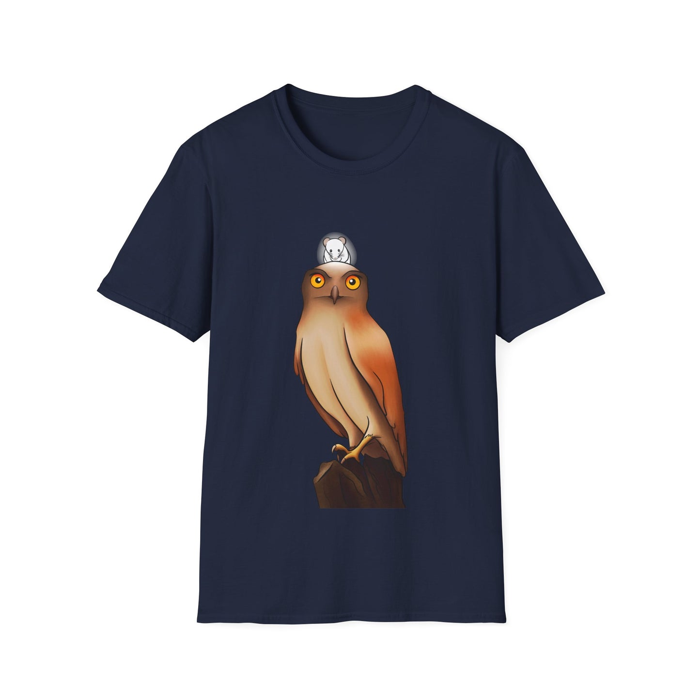 Owl T-Shirt with award-winning “Eyes of Wisdom” artwork. Nature lover, funny, statement piece shirt.