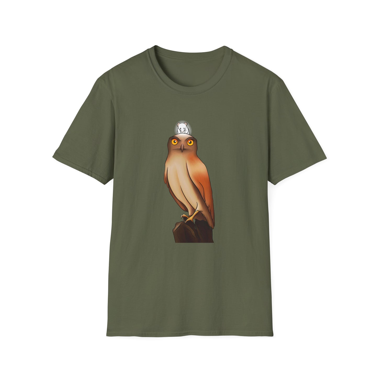 Owl T-Shirt with award-winning “Eyes of Wisdom” artwork. Nature lover, funny, statement piece shirt.