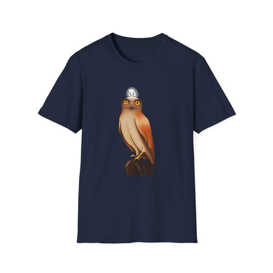 Owl T-Shirt with award-winning “Eyes of Wisdom” artwork. Nature lover, funny, statement piece shirt.