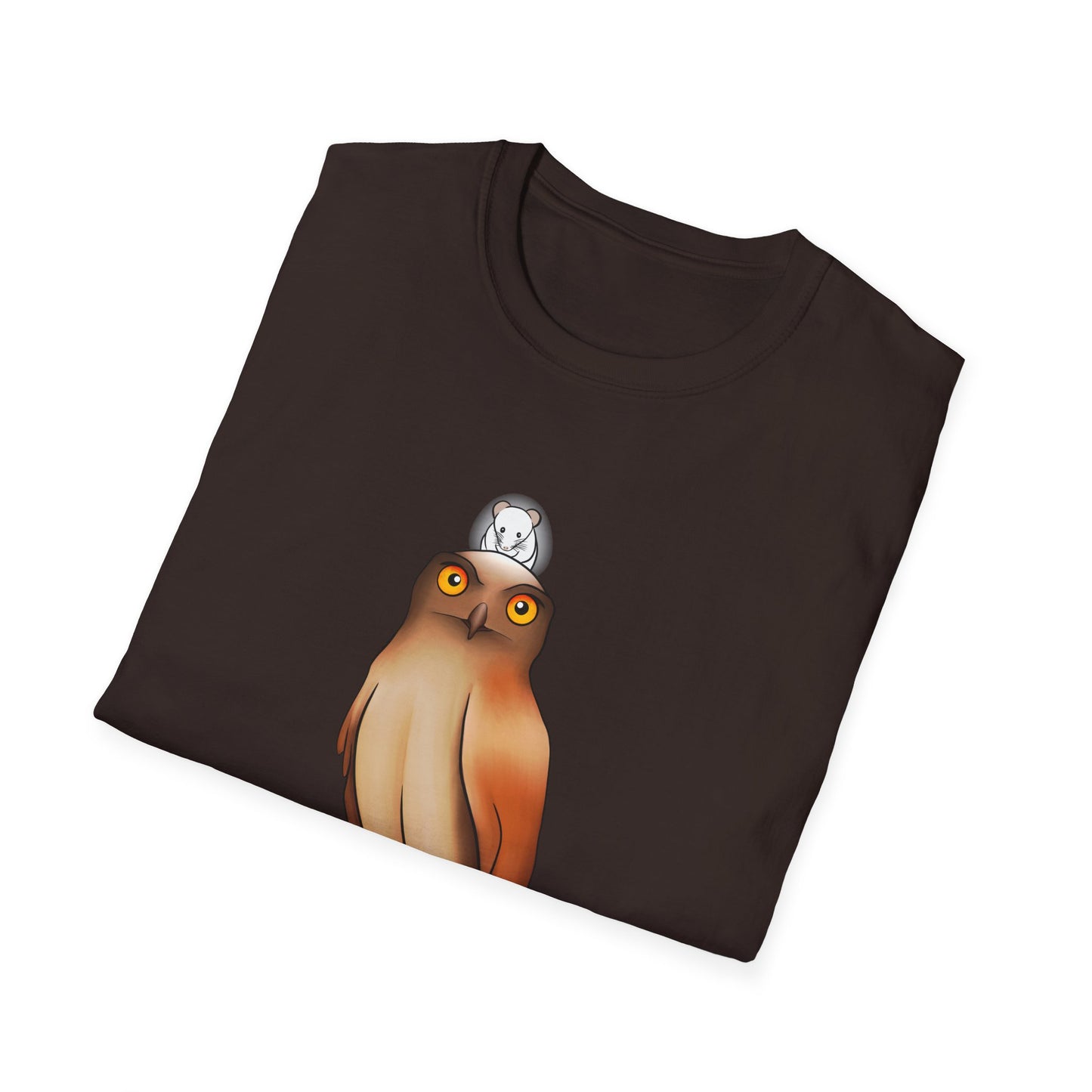 Owl T-Shirt with award-winning “Eyes of Wisdom” artwork. Nature lover, funny, statement piece shirt.