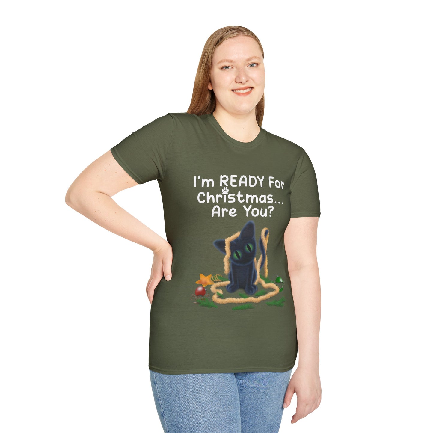 Christmas Cat T-Shirt, Funny Holiday Tee, Unisex Shirt for Cat Lovers, Festive Apparel Gift, Cute Christmas Outfit (AUS PRINTED)