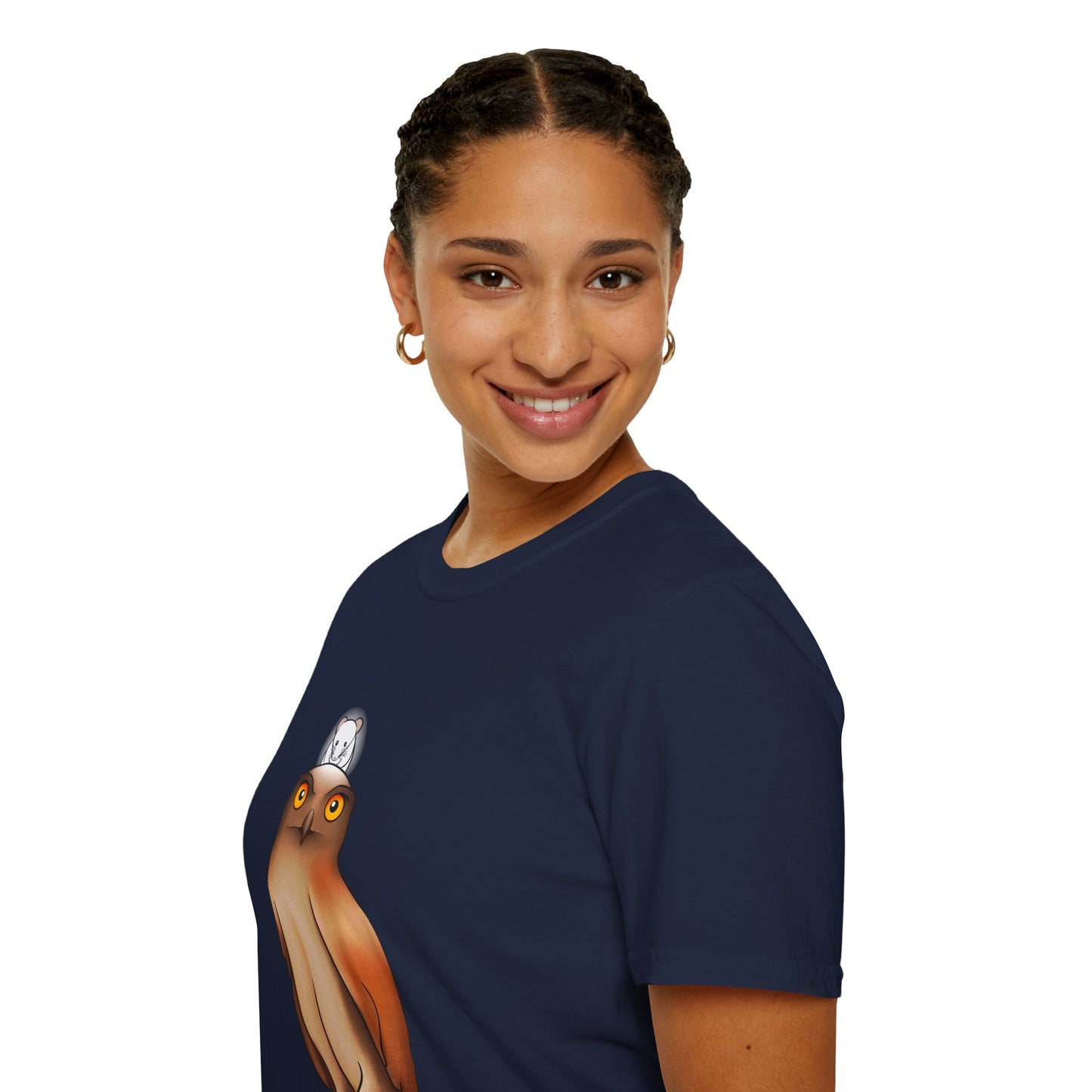 Owl T-Shirt with award-winning “Eyes of Wisdom” artwork. Nature lover, funny, statement piece shirt.