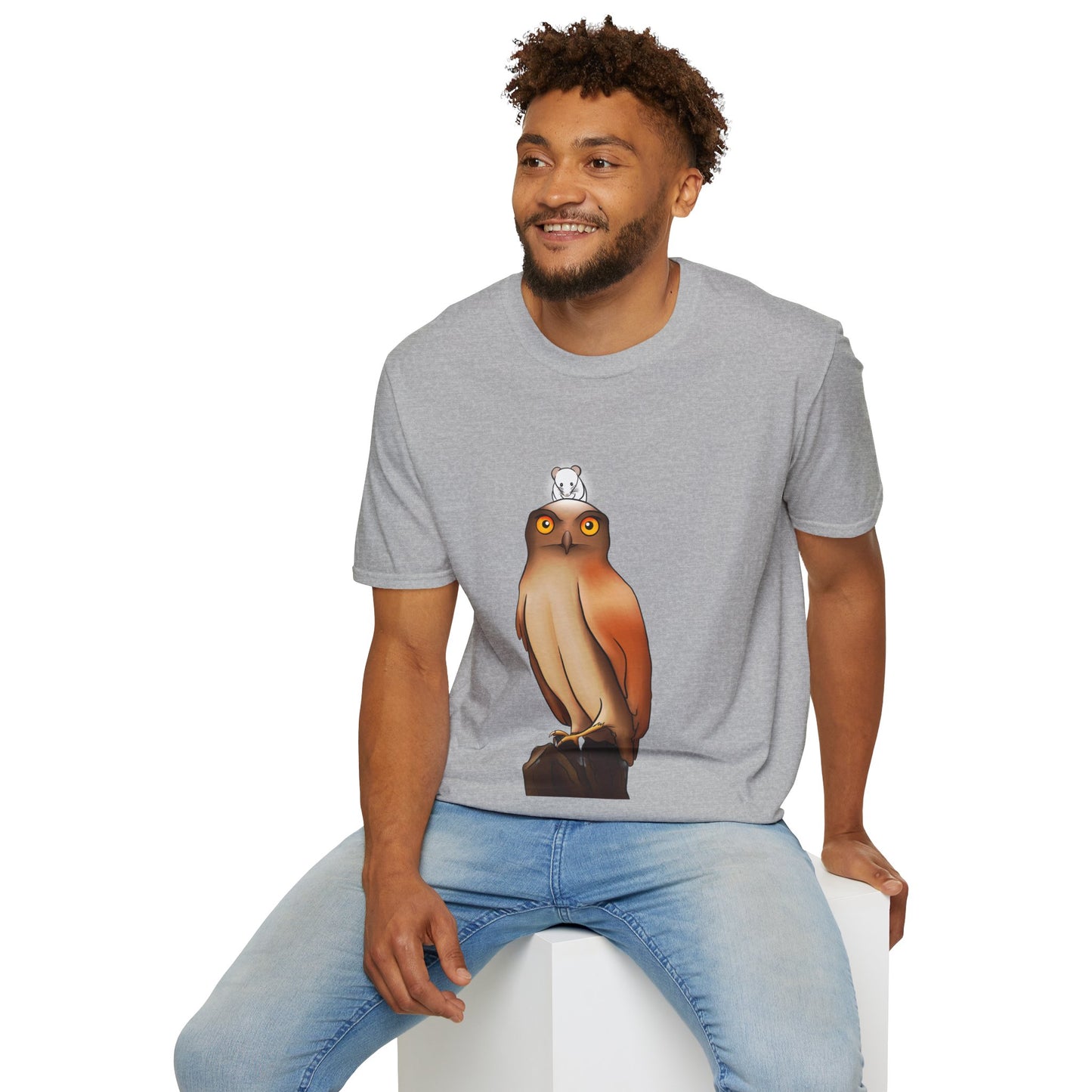 Owl T-Shirt with award-winning “Eyes of Wisdom” artwork. Nature lover, funny, statement piece shirt.