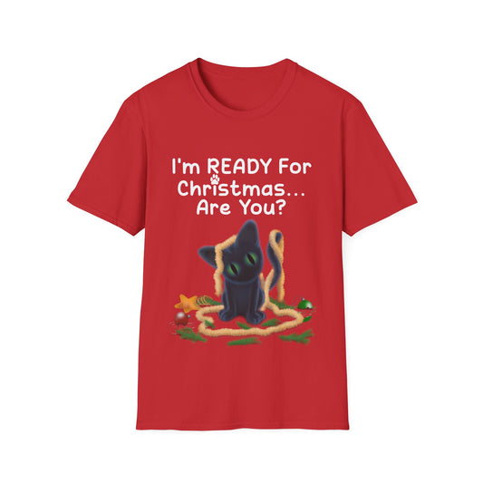 Christmas Cat T-Shirt, Funny Holiday Tee, Unisex Shirt for Cat Lovers, Festive Apparel Gift, Cute Christmas Outfit (AUS PRINTED)