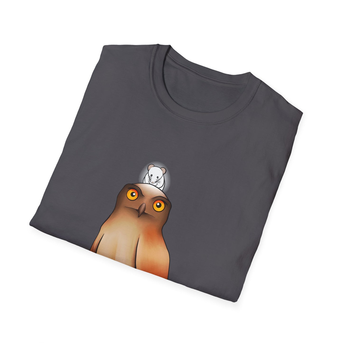 Owl T-Shirt with award-winning “Eyes of Wisdom” artwork. Nature lover, funny, statement piece shirt.