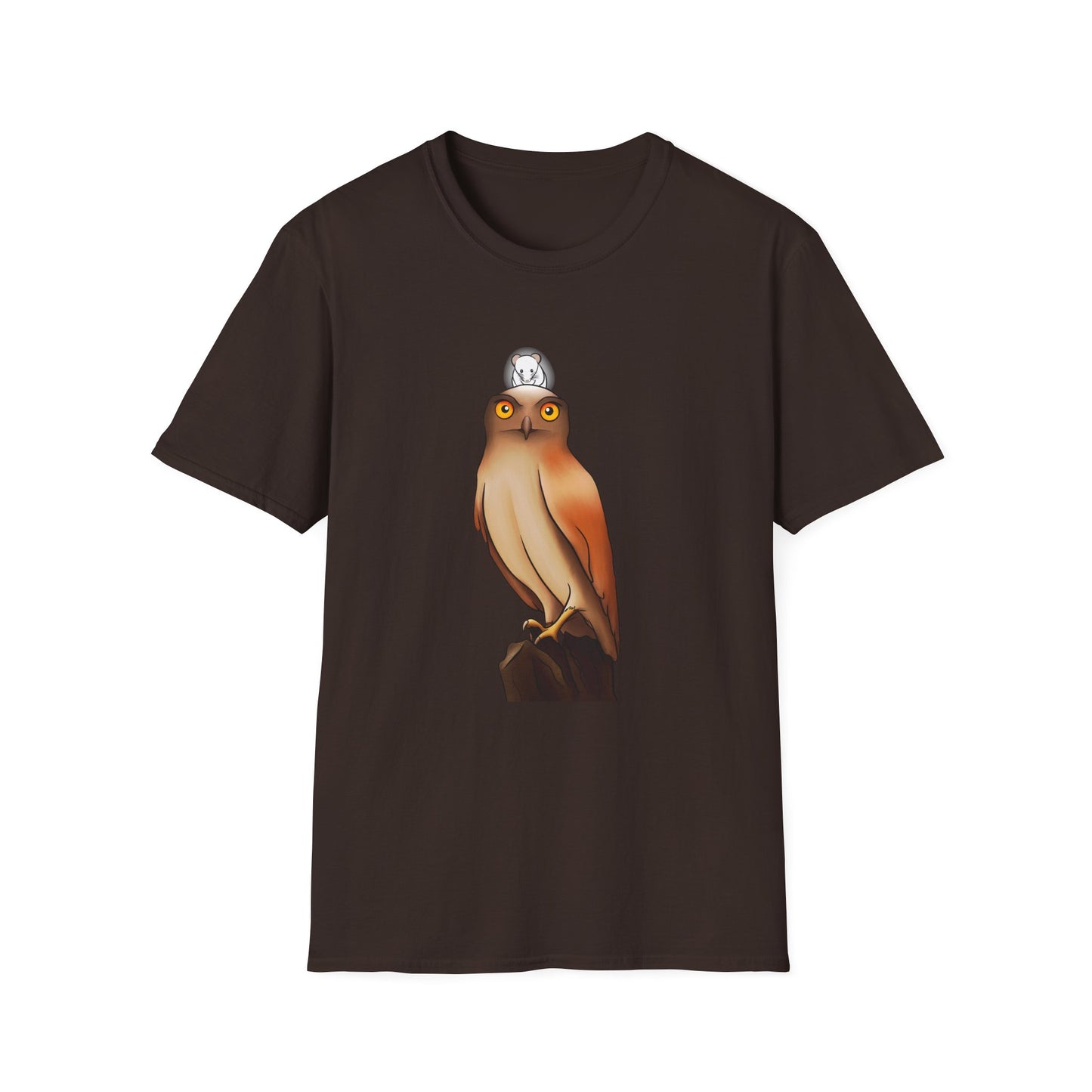 Owl T-Shirt with award-winning “Eyes of Wisdom” artwork. Nature lover, funny, statement piece shirt.