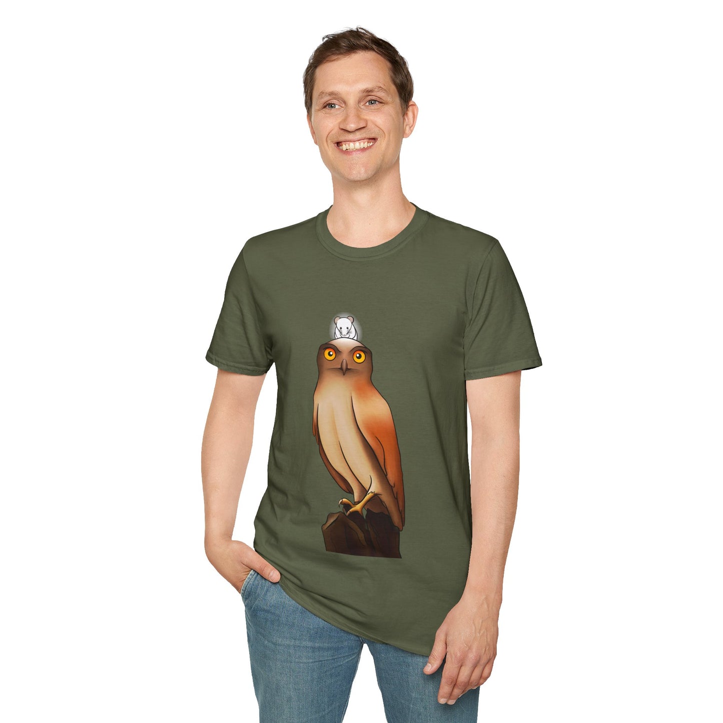 Owl T-Shirt with award-winning “Eyes of Wisdom” artwork. Nature lover, funny, statement piece shirt.
