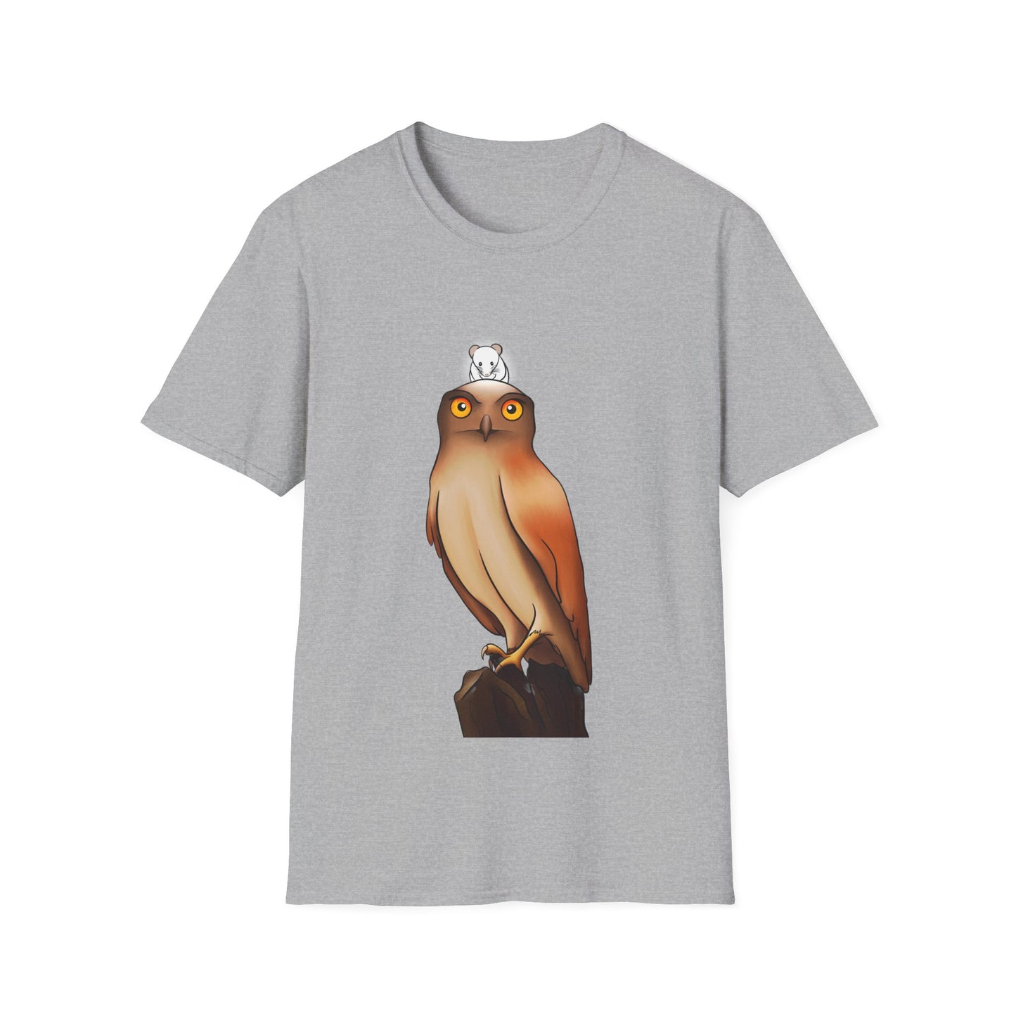 Owl T-Shirt with award-winning “Eyes of Wisdom” artwork. Nature lover, funny, statement piece shirt.
