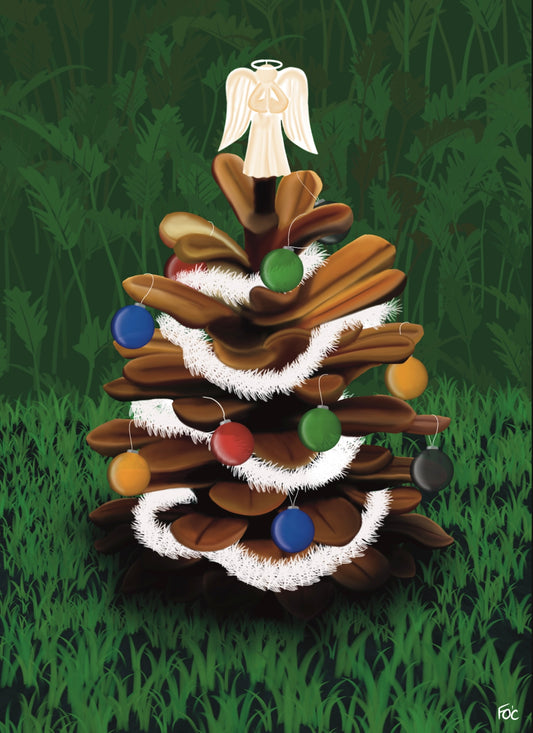 Printable Pine Cone Christmas Tree Greeting Card